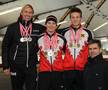 Das Podium der Herren von links nach rechts: Bram Smallenbroek RECI, Armin Hager USCI und Linus Heidegger USCI mit Sportdirektor Michael Haddschieff.